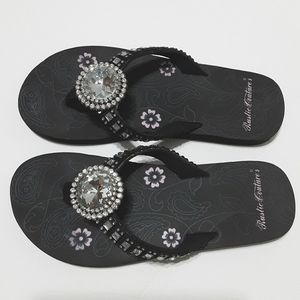 Rustic Couture Rhinestone Thong Sandals Bling Flip Flops Sparkle Summer US 7